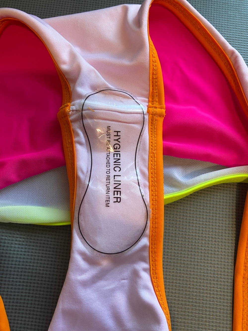 Neon Pink & Orange Bikini Bottom with Yellow Trim - Picture 5 of 6